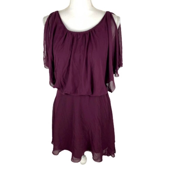 Forever21 Burgundy Empire Waist Flutter Mini Dress - Picture 1 of 12